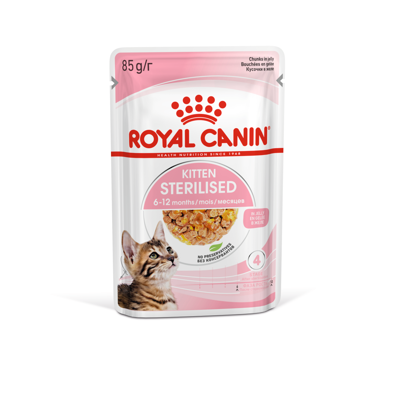 Royal Canin 12 x 85 gm Feline Health Nutrition Kitten Sterilised Jelly (Wet Food Pouches)