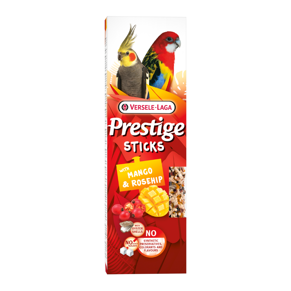 Versele Laga Prestige Sticks Big Parakeets with Mango & Rosehip Bird Treat - 140G