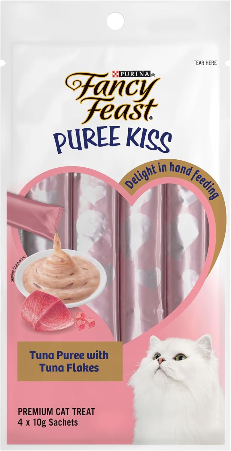 (10g Pack of 60) Purina Fancy Feast Puree Kiss Tuna with Tuna Flakes Wet Cat Food