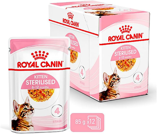 Royal Canin Feline Health Nutrition Kitten Sterilized Gravy (Wet Food Pouches) 12 x 85 g
