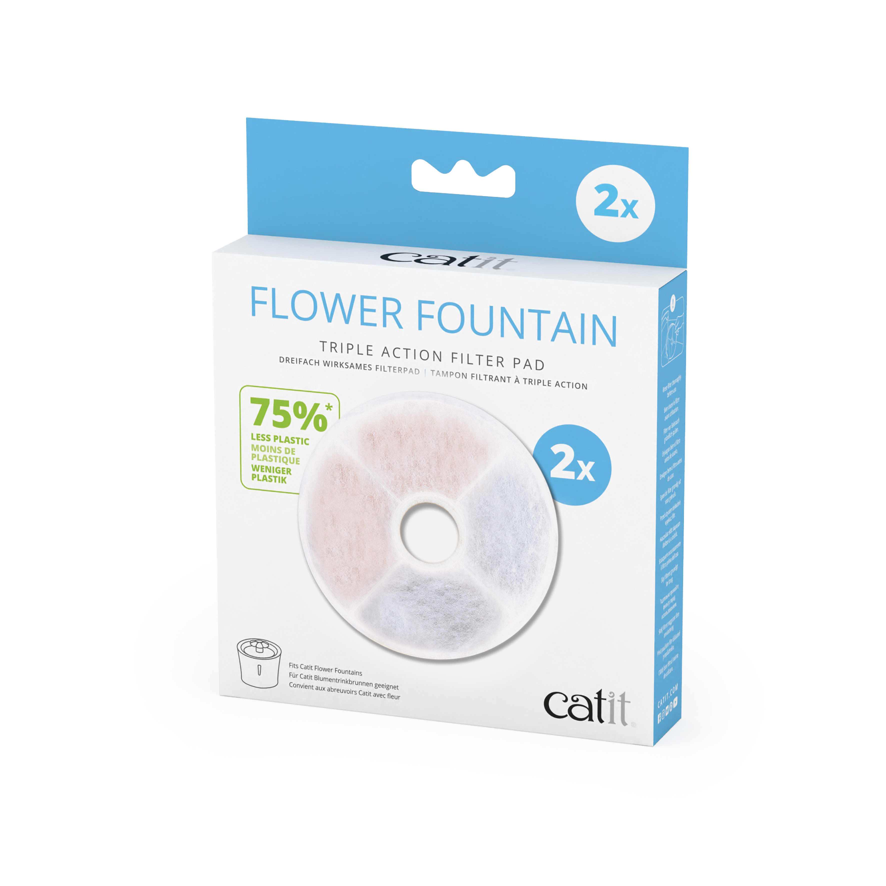 Catit Flower Fountain Triple Action Filter Pad 2pcs