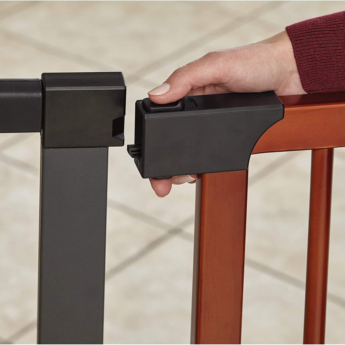 Steel Pet Gate with Decorative Wood Door