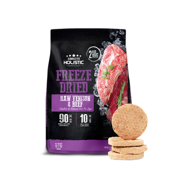Absolute Holistic Freeze Dried Raw Venison & Beef Patty Dry Dog Food - 360G