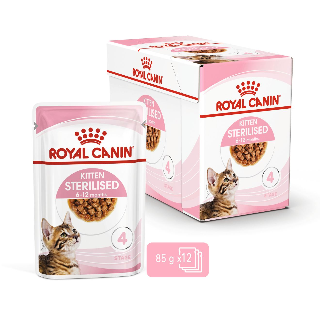 Royal Canin 12 x 85 gm Feline Health Nutrition Kitten Sterilised Gravy (Wet Food Pouches)