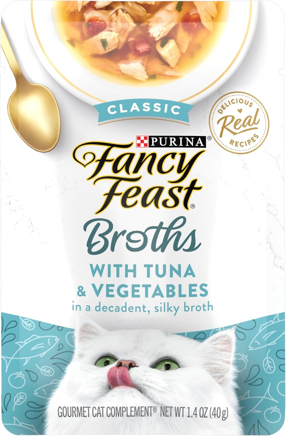 40gm (Pack of 16) Purina Fancy Feast Broths Tuna & Vegetables Wet Cat Food Complement