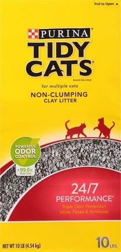 Pack of 5 Purina Tidy 4.5kg Cats 24/7 Performance Clumping Cat Litter with 24/7 Odour Control, Low Dust, Strong Clumping