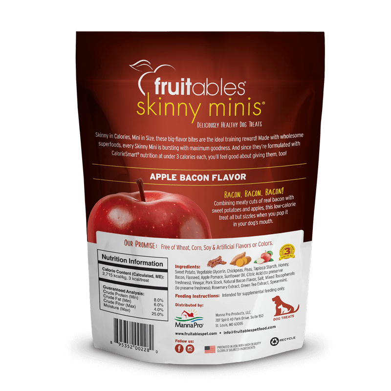 Fruitables Skinny Minis Dog Treats Apple  &  Bacon 5 oz