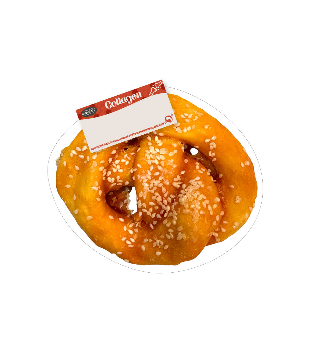 Hobbitalf Collagen Pretzel with Chicken & Sesame Dog Treats - 10CM