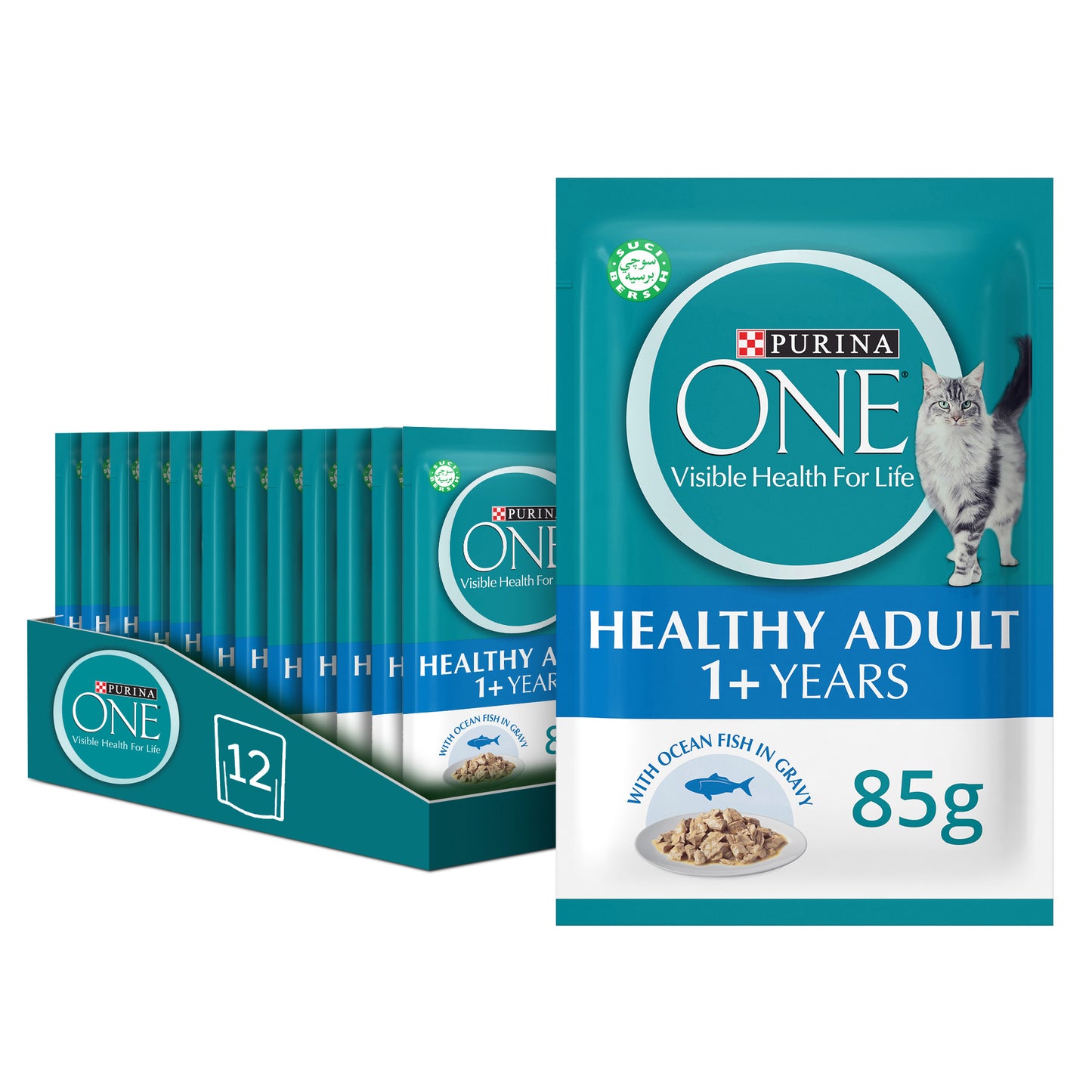 (70g) (Pack of 12) Purina ONE Healthy Adult Wet Cat Food with Ocean Fish