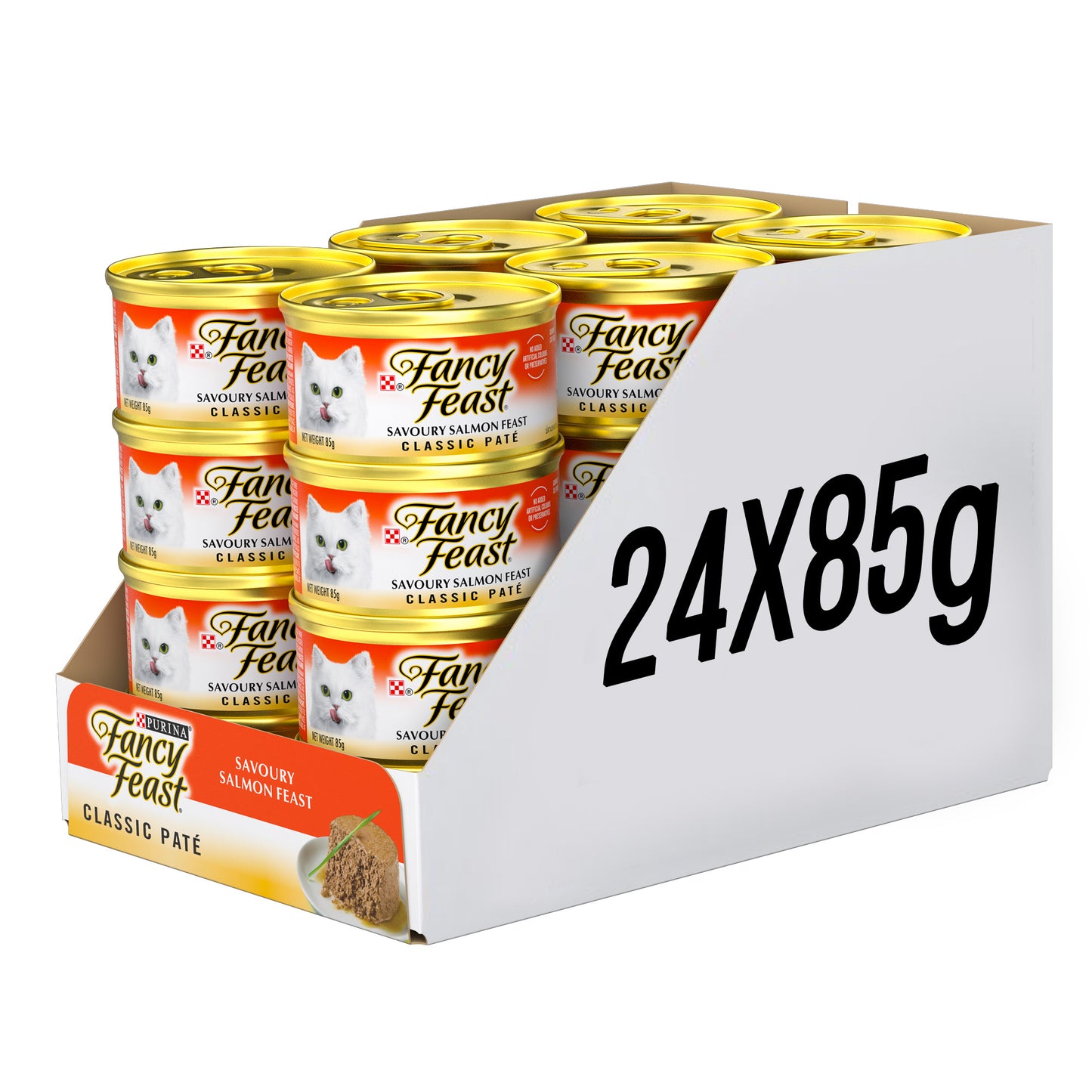 85gm (Pack of 24) Purina Fancy Feast Classic Paté in Savoury Salmon Feast Wet Cat Food