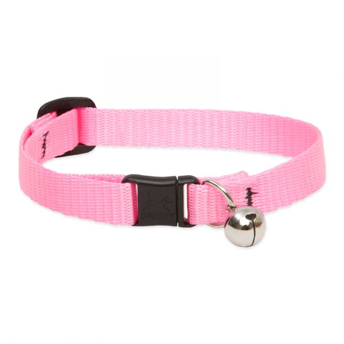 Basic Solids Safety Cat Collar with Bell - Pink
