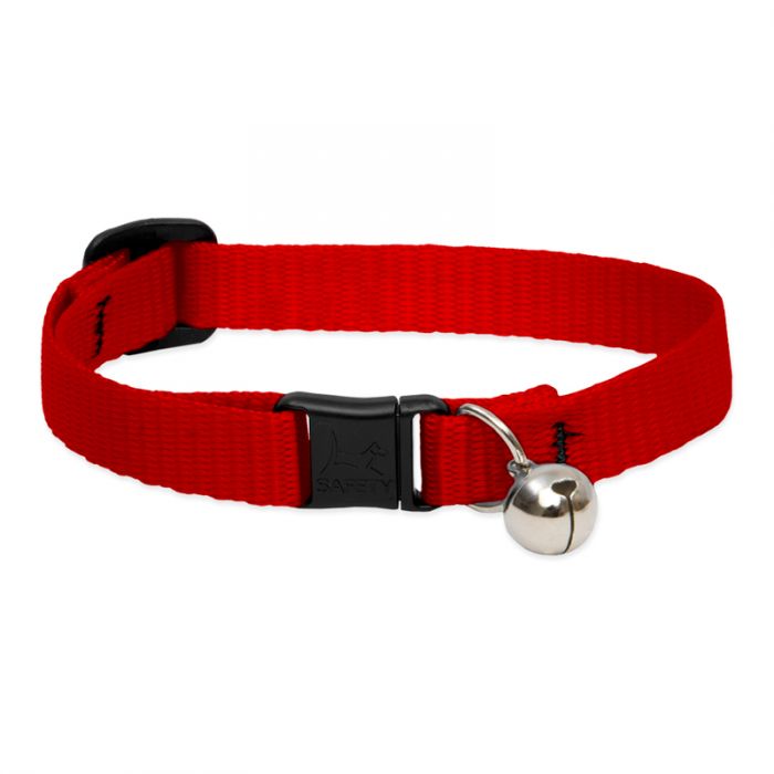 Basic Solids Safety Cat Collar with Bell - Red