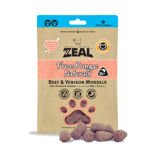 Zeal Free Range Naturals Beef  &  Venison Morsels 100g