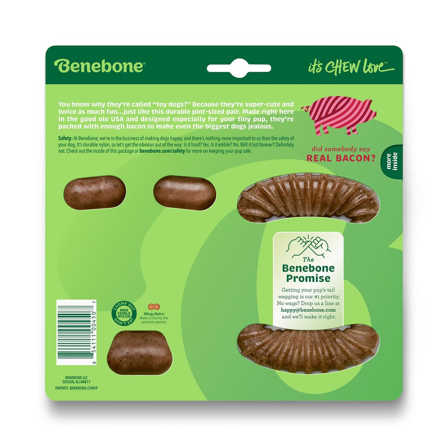 Benebone 2-Pack Dental Chew, Wishbone(Tiny) - Bacon