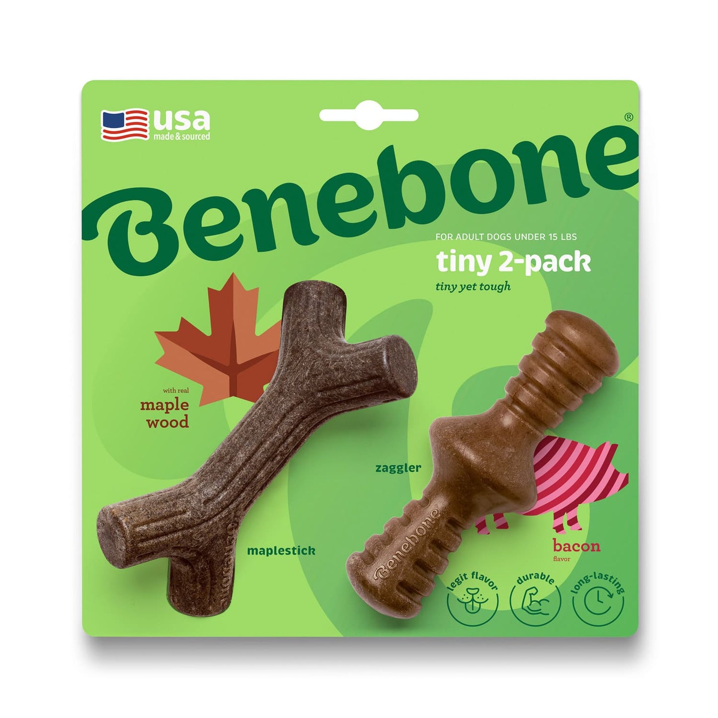 Benebone 2-Pack Maplestick/Zaggler (Tiny) - Bacon