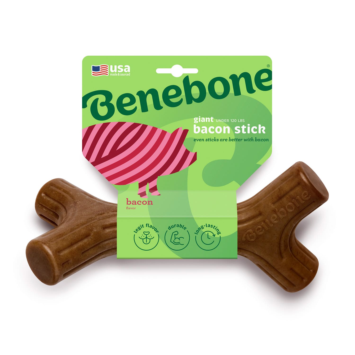 Benebone Bacon Stick Dog Chew Toy - Giant