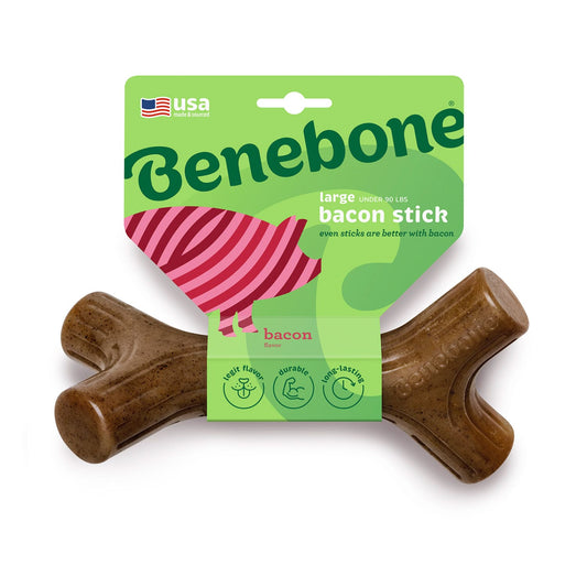 Benebone Bacon Stick Dog Chew Toy - Large