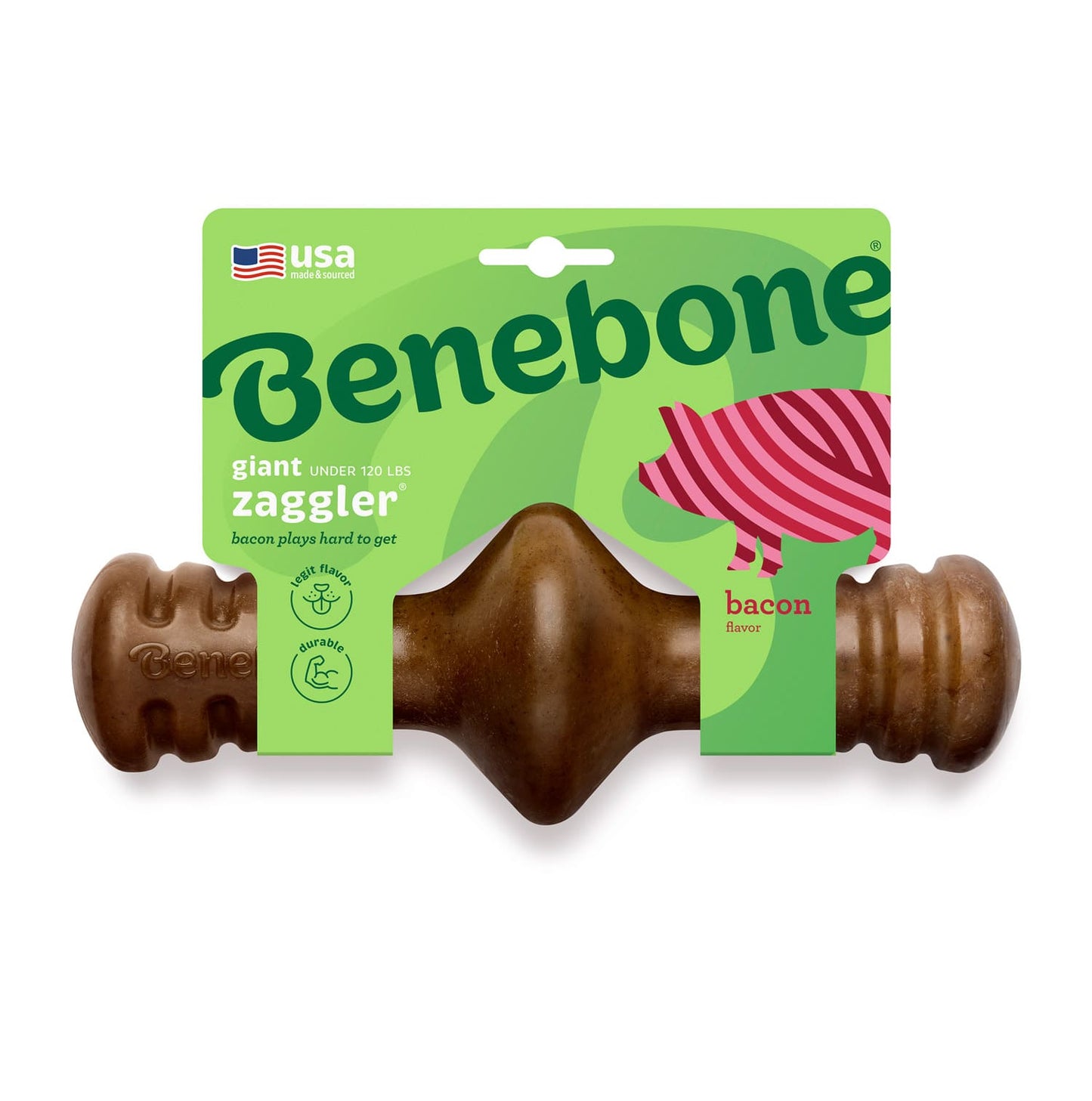 Benebone Zaggler Dog Chew Toy - Bacon