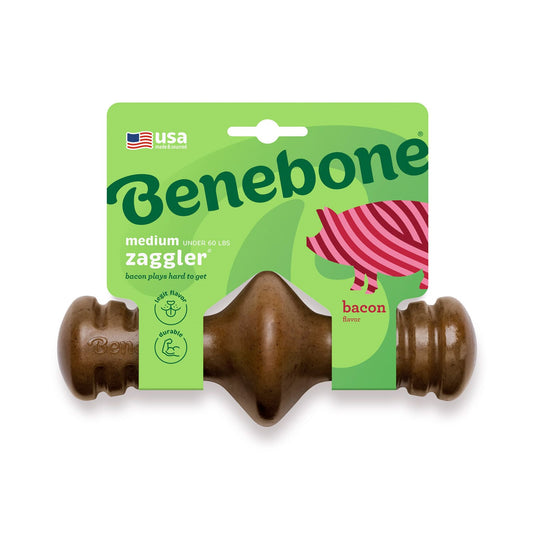 Benebone Zaggler Dog Chew Toy - Bacon - Medium
