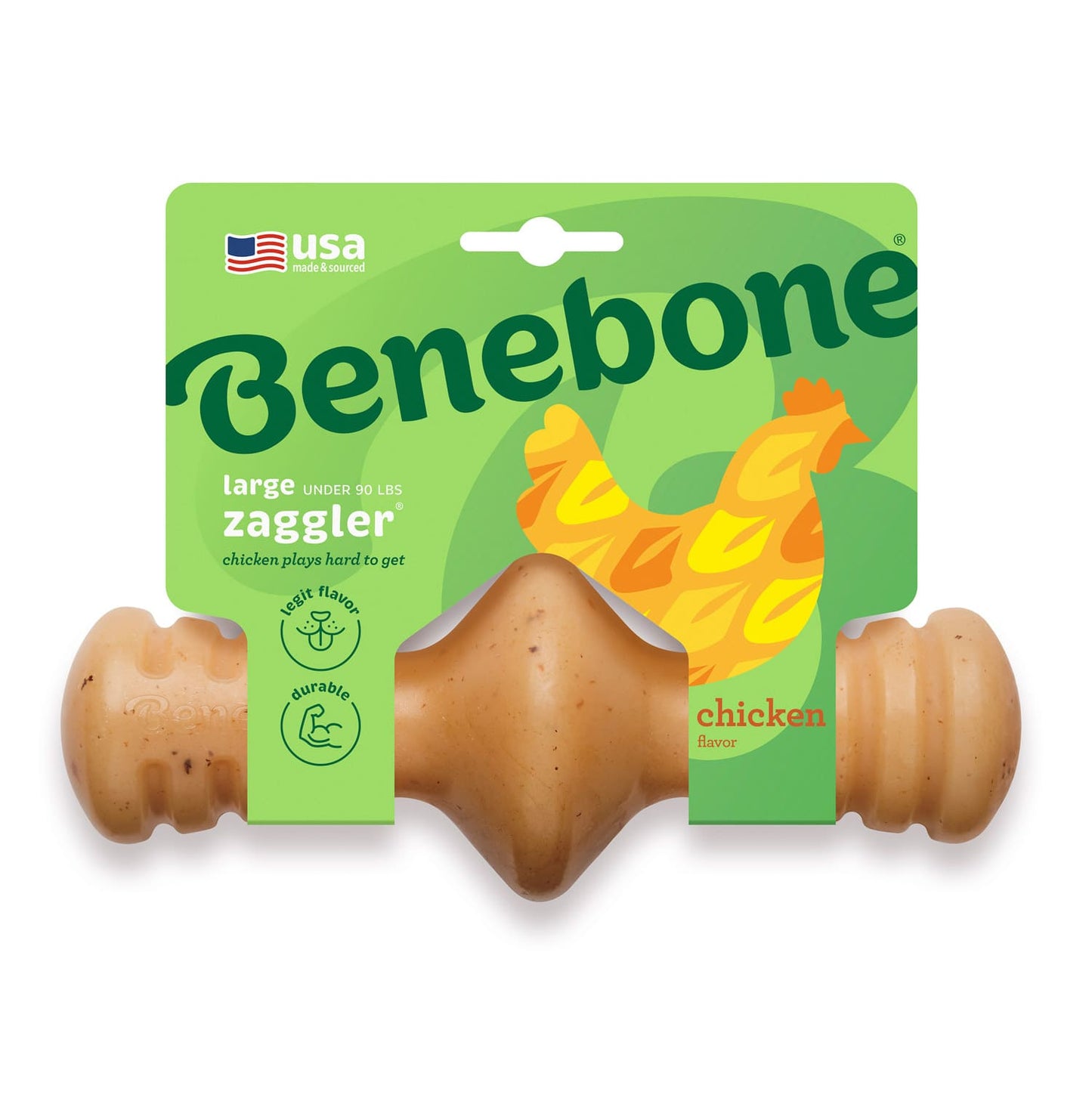 Benebone Zaggler Dog Chew Toy - Chicken - Large