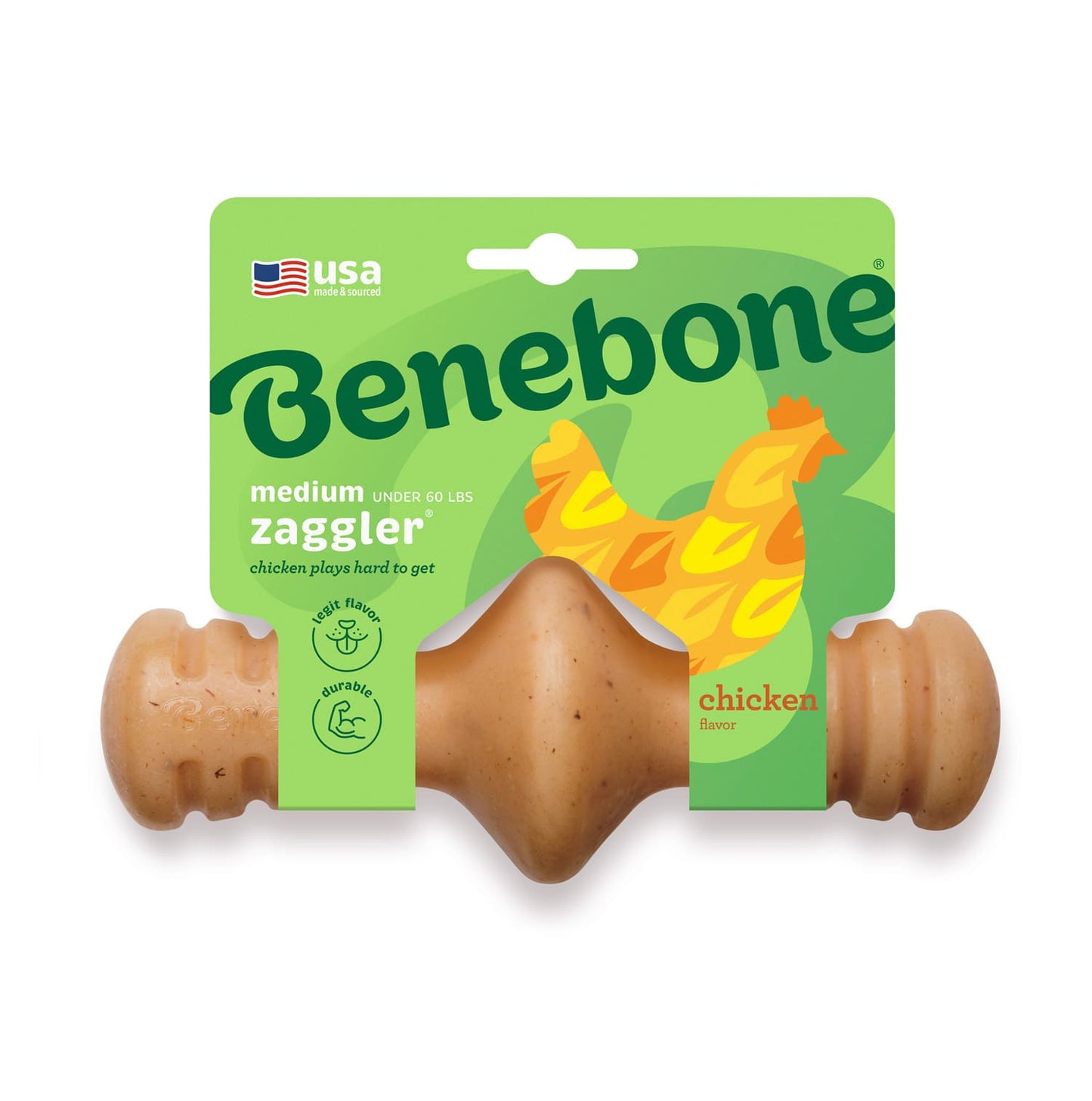 Benebone Zaggler Dog Chew Toy - Chicken - Medium