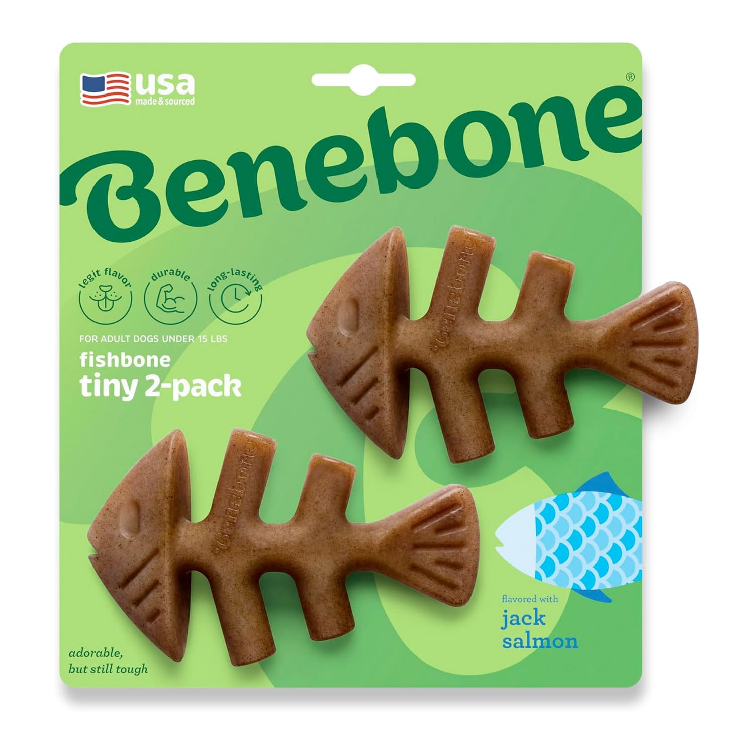 Benebone Dental Chew Fishbone Jack Salmon (Tiny) - 2 pack