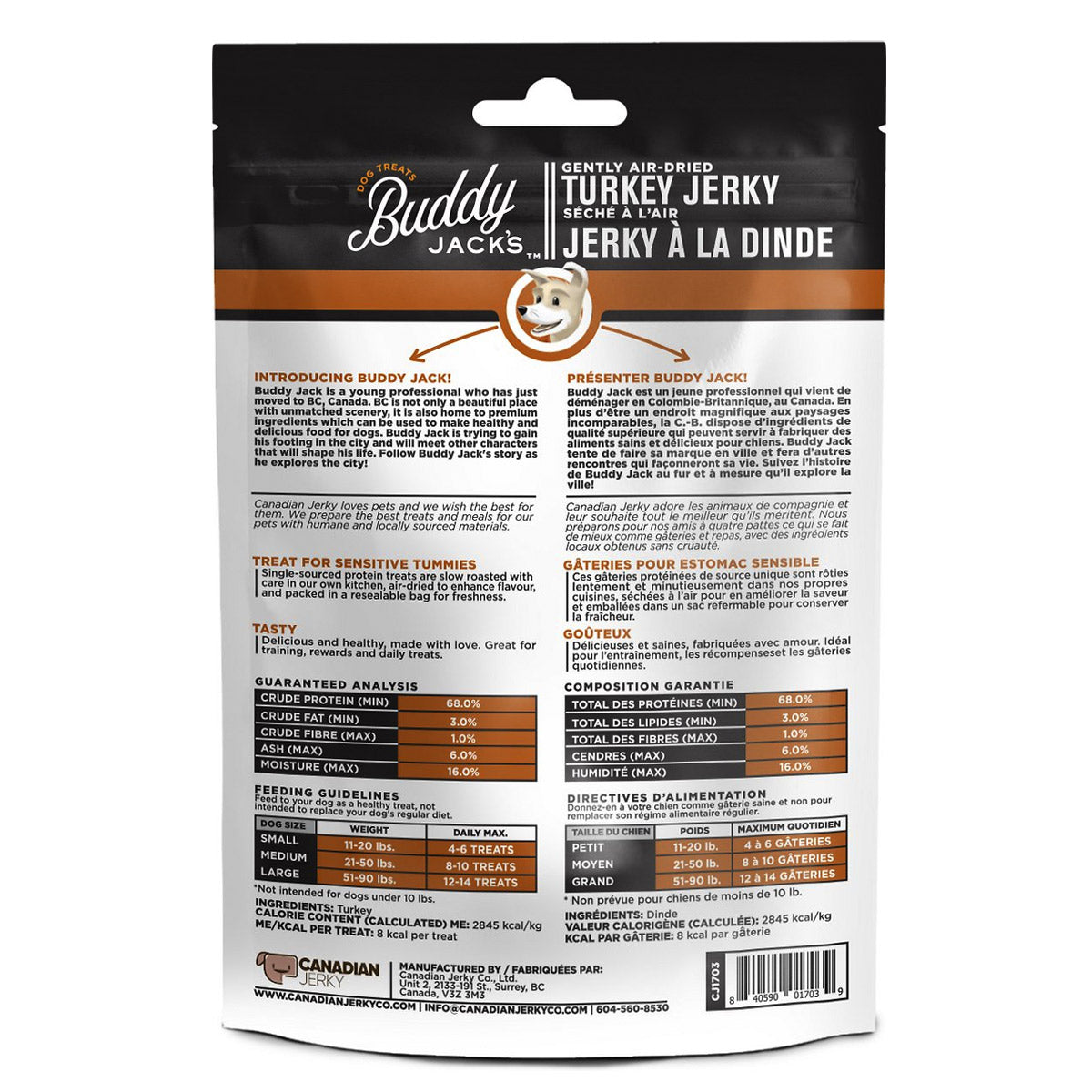 Buddy Jack's Turkey Jerky Dog Treats 2oz / 56gm