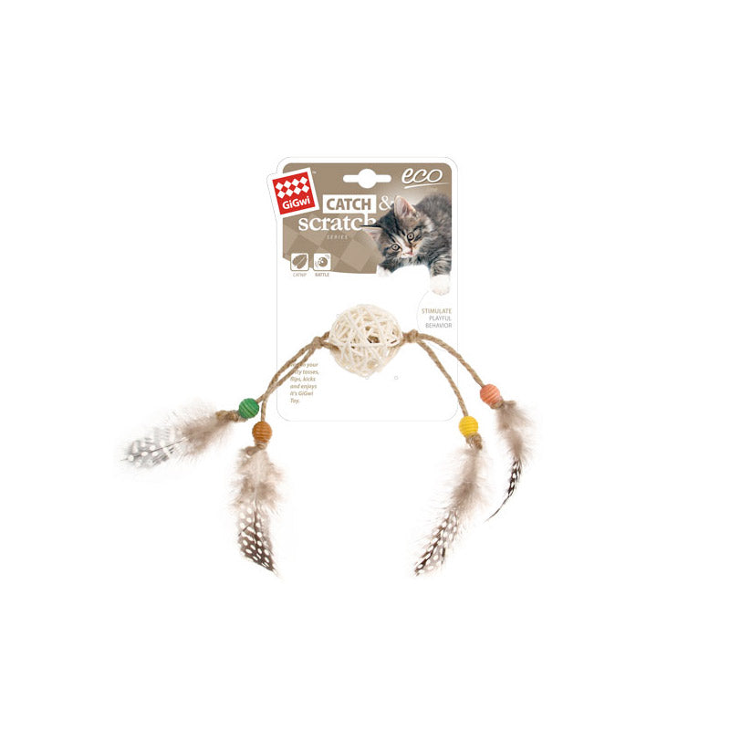 Eco Line Catch Scratch with Rattle Wood / Feather / Rattan