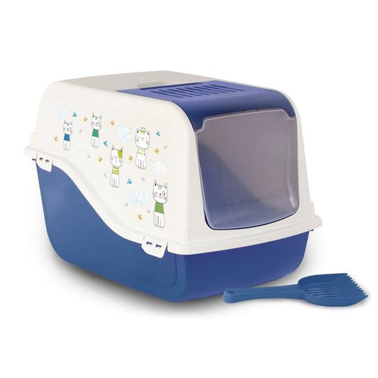 Cat Litter Box ARIEL(TOP FREE) with Cat Clipart - Blue