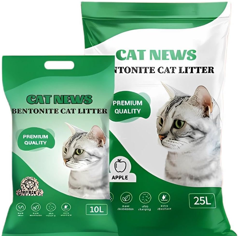 Pack of 5 Cat New Premium Bentonite Cat Litter 10Ltr Apple Fragrance