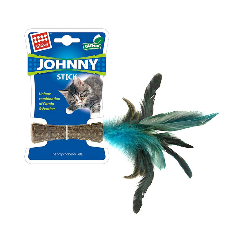 Catnip "Johnny Sticks" with Natural Feather (Green)