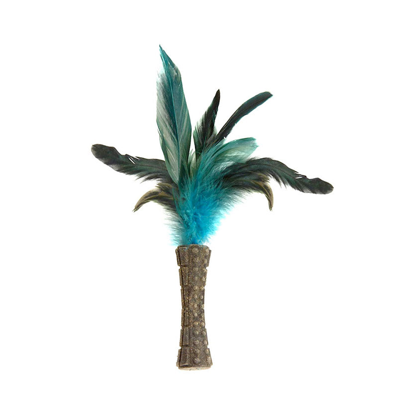 Catnip "Johnny Sticks" with Natural Feather (Green)