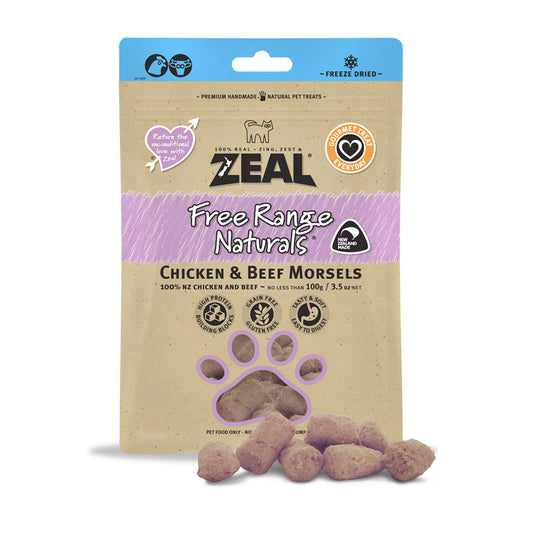 Zeal Dried Chicken  &  Beef Morsels (Cat) 100g