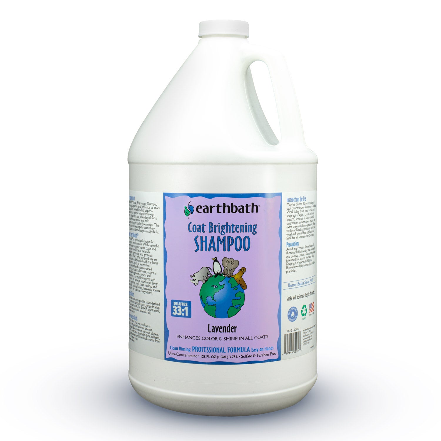 earthbath® Coat Brightening Shampoo - Lavender, Made in USA, 128 oz (1 Gallon )
