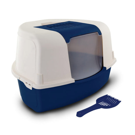 Toilet Ariel Corner Litter Tray and Scoop - Dark Blue