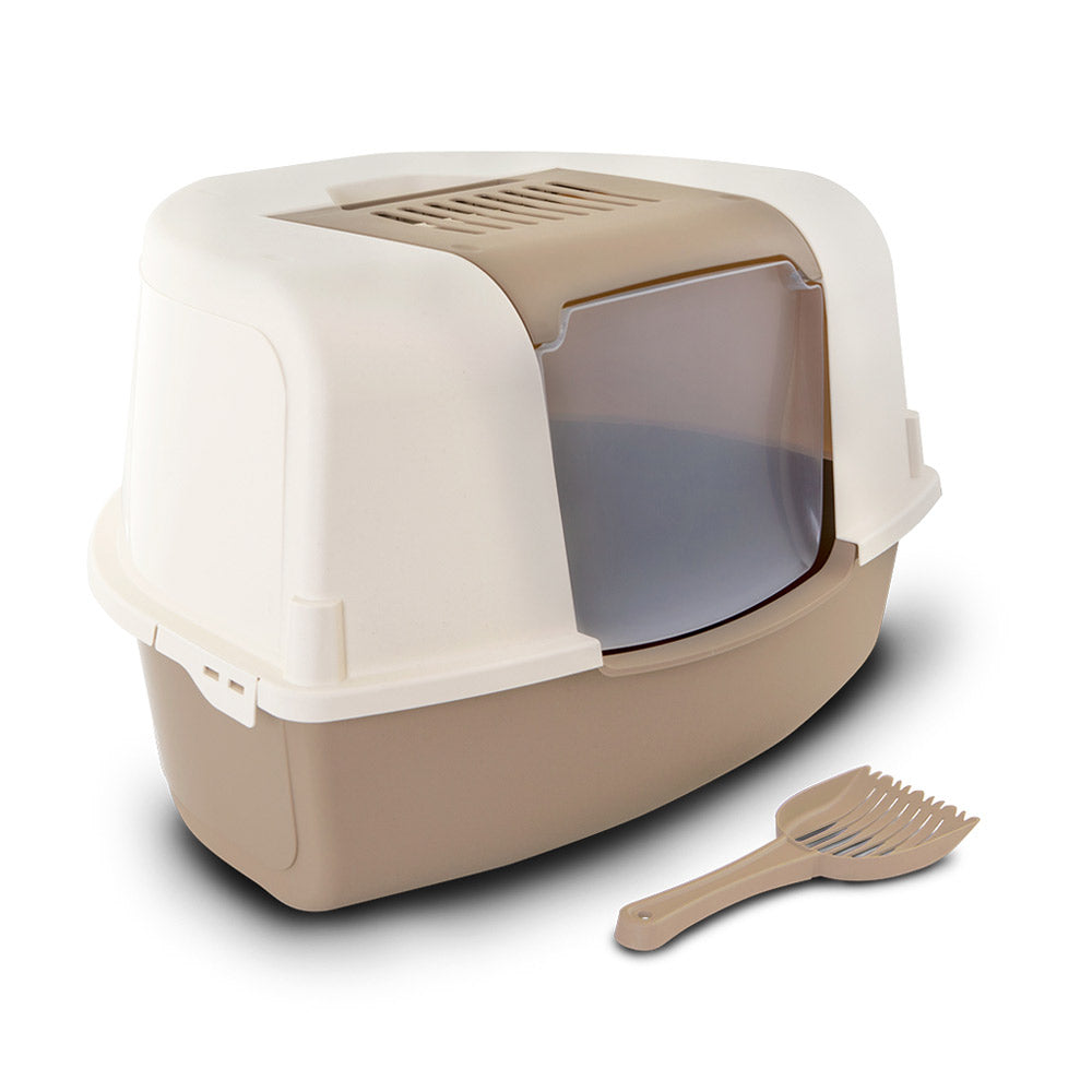 Toilet Ariel Corner Litter Tray and Scoop - Tan