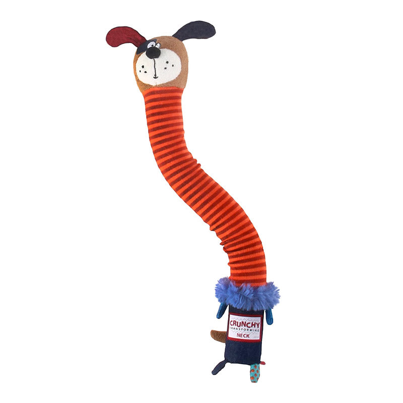 Crunchy Neck Plush Friendz Dog with Bone  &   Squeaker - Small