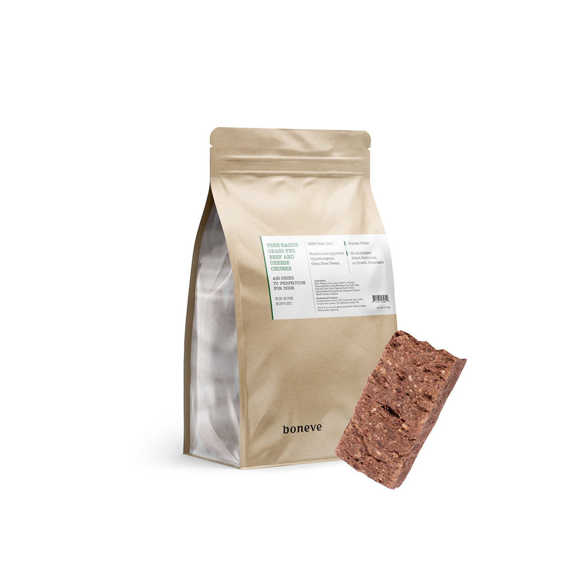 Boneve Air-Dried Free-Range Grass-Fed Beef&Cheese Chunks Dog Treat - 150G