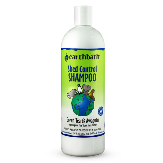 earthbath Shed Control Shampoo Green Tea & Awapuhi with Organic Fair Trade Shea Butter Helps Relieve Shedding & Dander Made in USA 16 oz