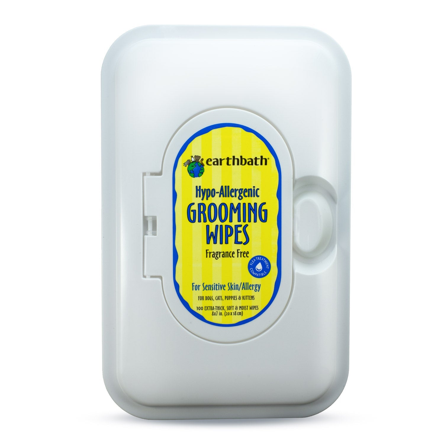 earthbath Hypo Allergenic Grooming Wipes Fragrance Free For Sensitive Skin 100 ct re sealable container
