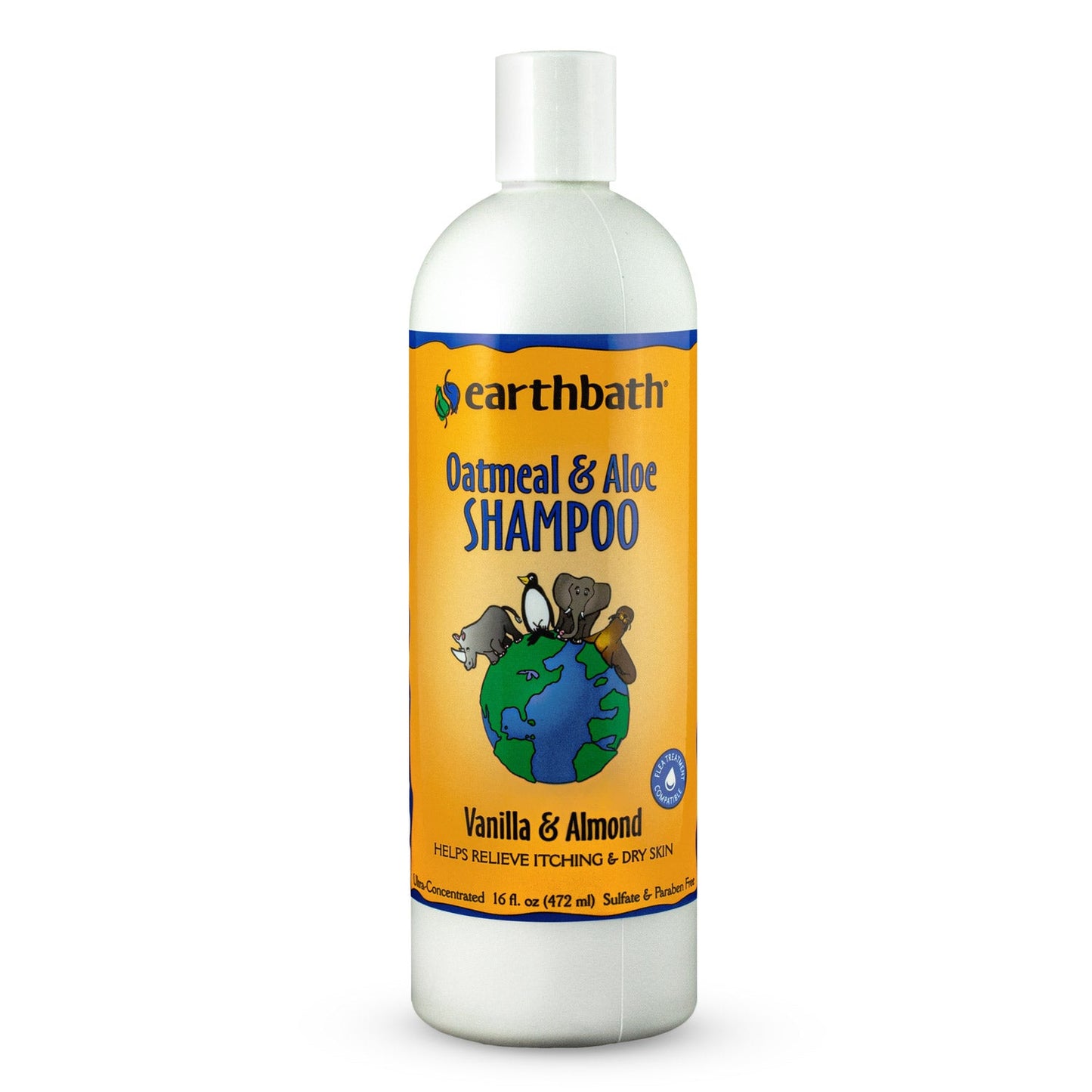 earthbath Oatmeal Aloe Shampoo Vanilla Almond Helps Relieve Itchy Dry Skin Made in USA 16 oz