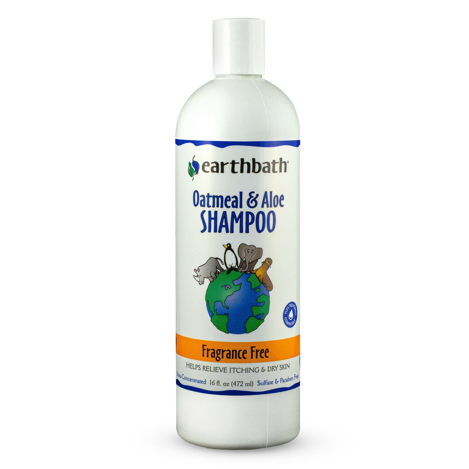 earthbath® Oatmeal & Aloe Shampoo Fragrance Free Helps Relieve Itchy Dry Skin Made in USA 16 oz
