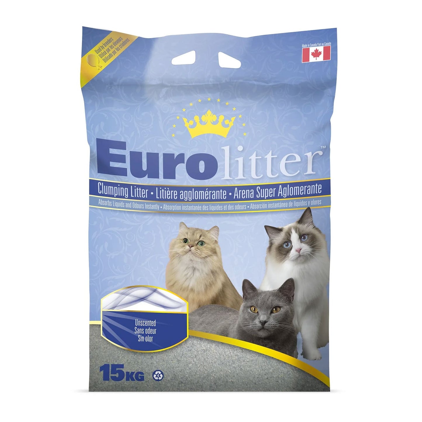 Eurolitter Premium Cat Litter - Unscented - 15Kg