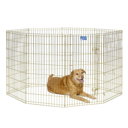 MidWest Foldable Exercise Pen With Door - Gold Zinc - 42 inch