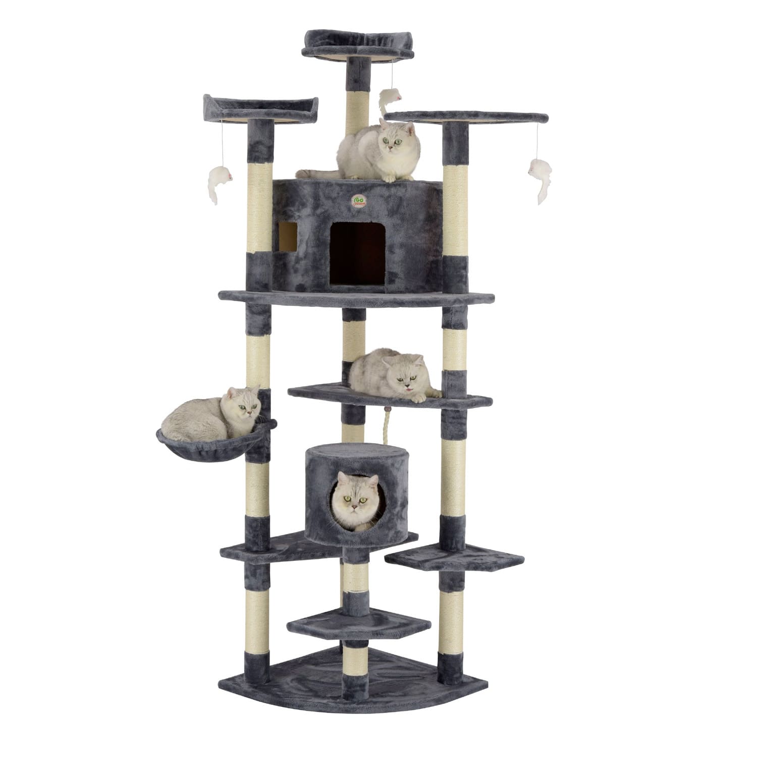 Go Pet Club 80" Classic Cat Tree House Furniture with Sisal Scratching Post