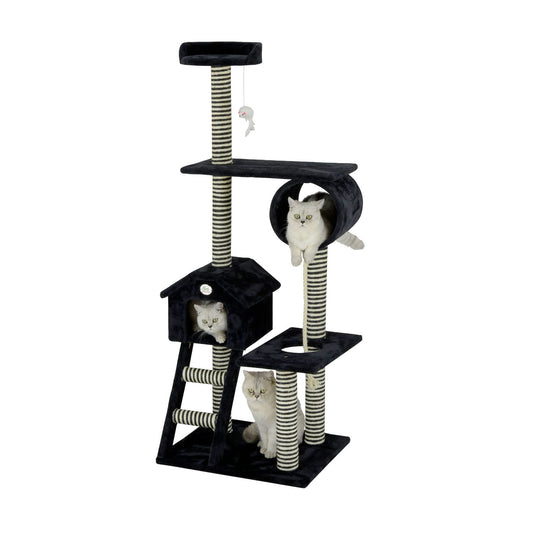 Go Pet Club 60" Black Cat Tree Condo with Sisal Covered Posts