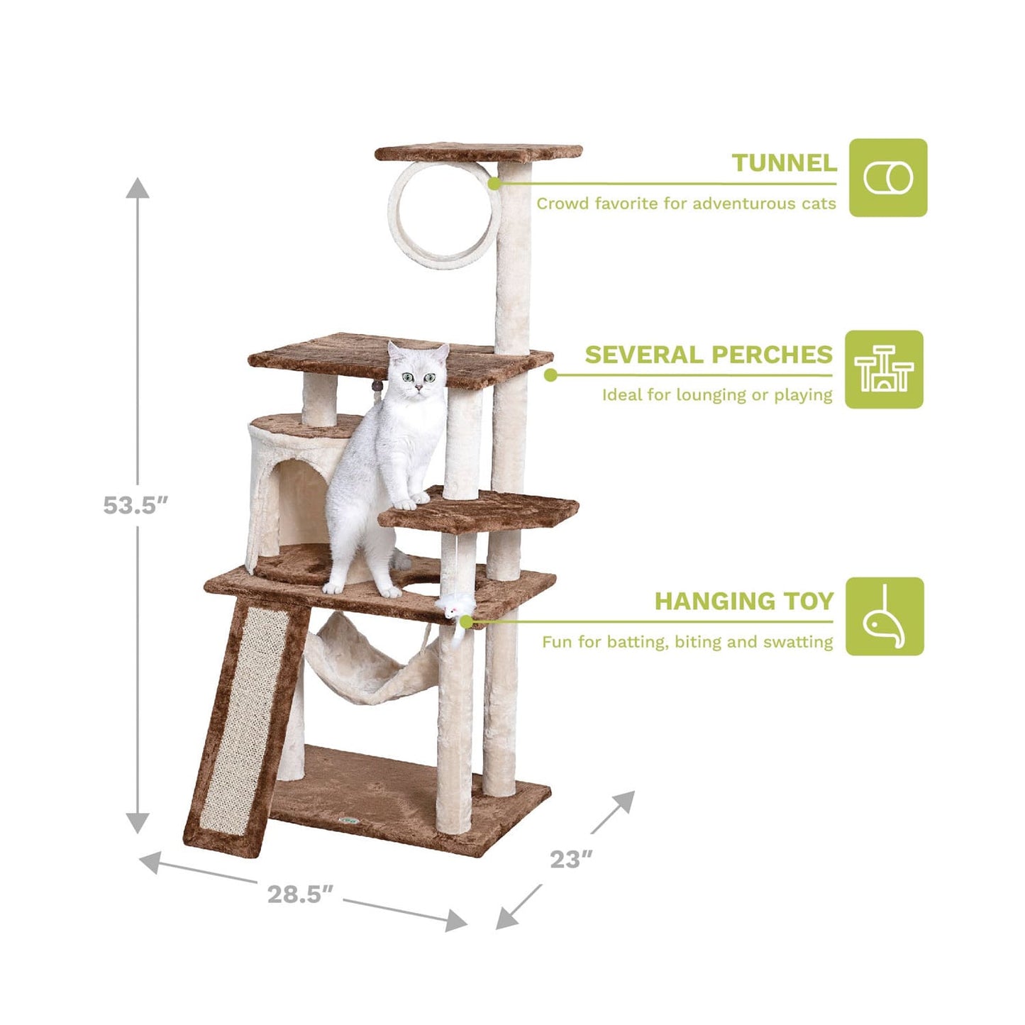 Go Pet Club 53" Kitten Cat Tree Condo with Scratching Board