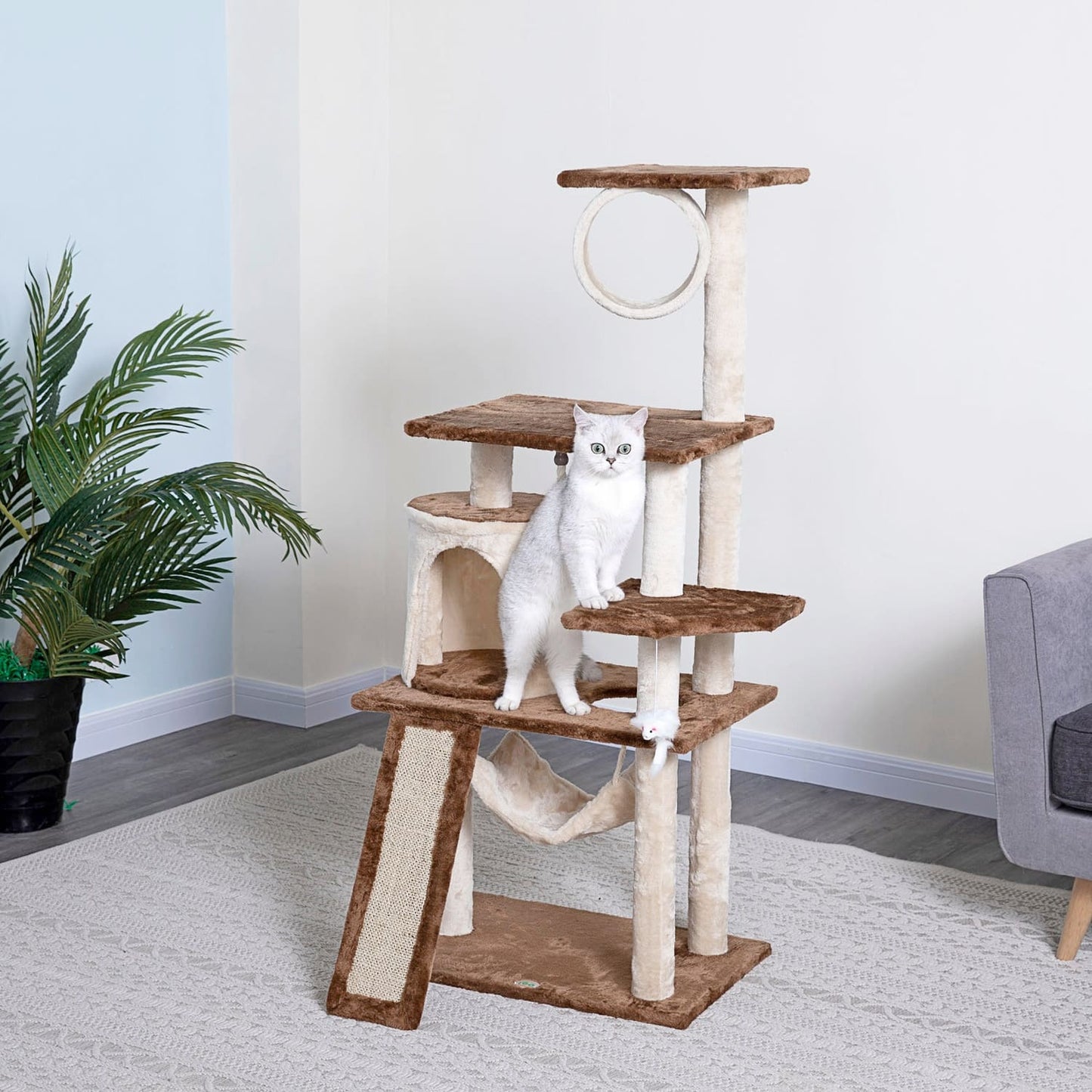 Go Pet Club 53" Kitten Cat Tree Condo with Scratching Board