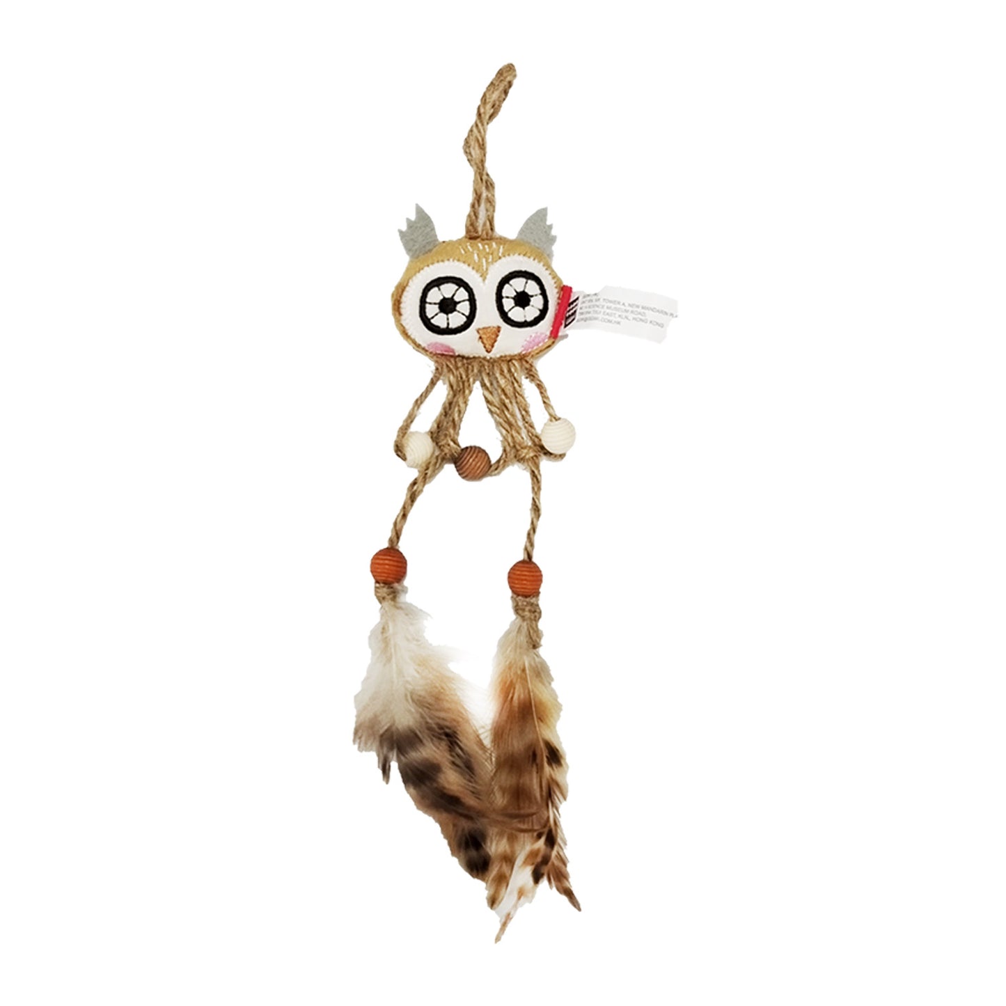 Owl Catch  &  Scratch Eco line with Slivervine Leaves and Natural Feather