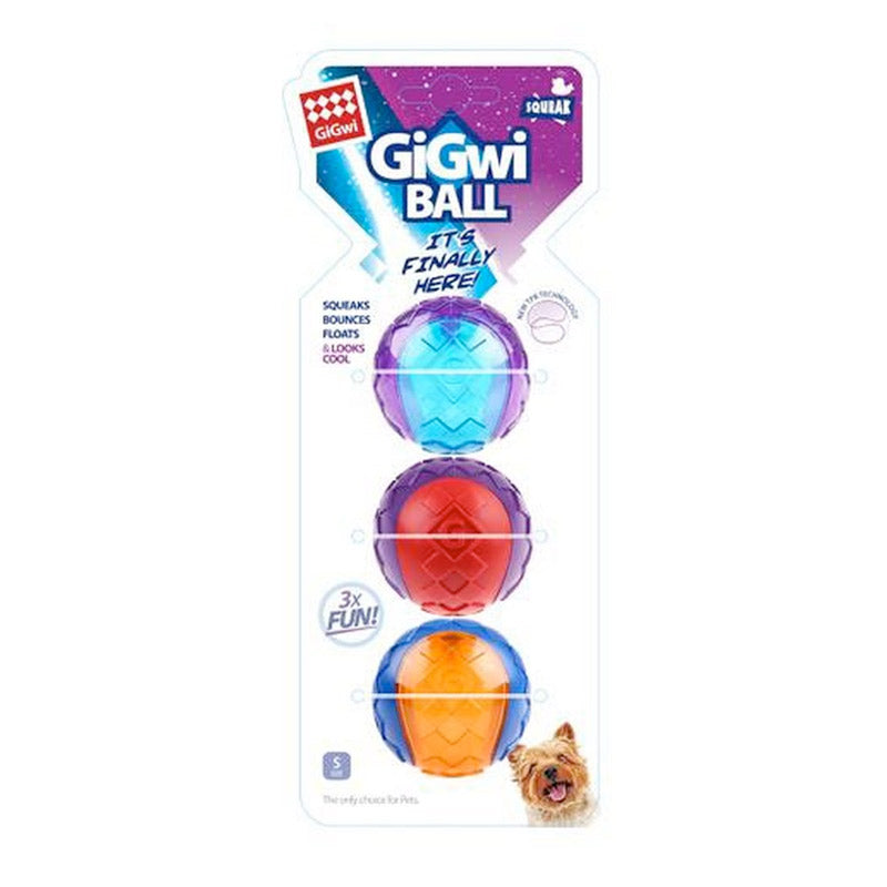 Gigwi Ball Small 3pack  Squeaker - Solid Transparent